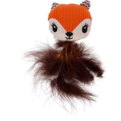 Играчка за котка Flamingo Jade Fox Orange 20 см - лисица  с котешка трева, пера и шумящ ефект